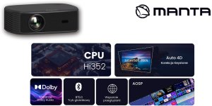 Projektor rzutnik SMART TV Android WiFi Bluetooth Manta MultiVision PRO PMA502A24 3