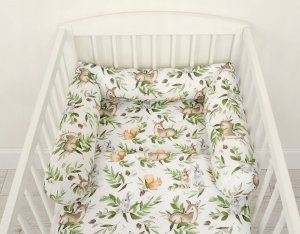 Ochraniacz wałek do łóżeczka niemowlęcego - woodland green 3