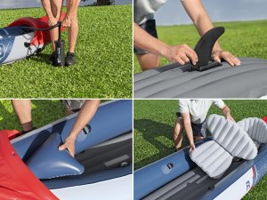 Bestway Kajak Rapid X3 dmuchany 3 osobowy + wiosła torba 381x100 cm 65132 EDUKAMP 14