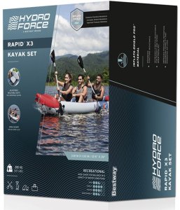 Bestway Kajak Rapid X3 dmuchany 3 osobowy + wiosła torba 381x100 cm 65132 EDUKAMP 16