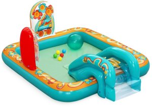 Bestway Dmuchany plac zabaw RETRO Zjeżdżalnia + zraszacz + piłki 53164 2