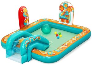 Bestway Dmuchany plac zabaw RETRO Zjeżdżalnia + zraszacz + piłki 53164 4