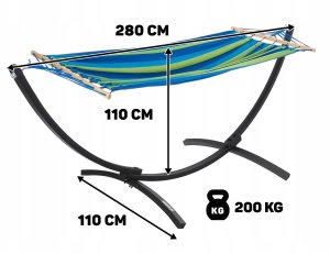 Hamak ogrodowy ze stelażem 200x100cm 200kg (1) 2