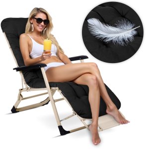 SofotelLeżak ogrodowy składany z poduszką Sofotel ChillWell czarny 4