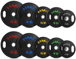 TOG ZESTAW TALERZY OLIMPIJSKICH OGUMOWANYCH 2 x 5 - 25 KG (150 KG) HMS 2