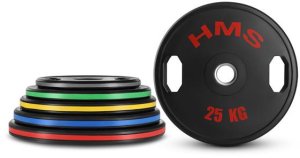 TOG ZESTAW TALERZY OLIMPIJSKICH OGUMOWANYCH 2 x 5 - 25 KG (150 KG) HMS 3