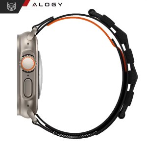 Pasek nylonowy Alogy Nylon Strap band na rzep do Apple Watch 42/44/45/49mm Czarny 11