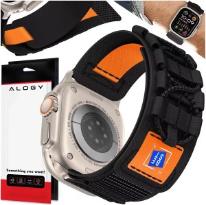Pasek nylonowy Alogy Nylon Strap band na rzep do Apple Watch 42/44/45/49mm Czarny 12