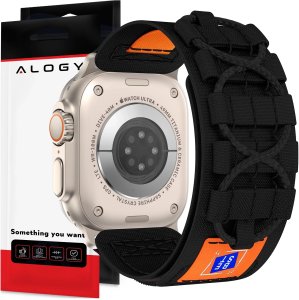 Pasek nylonowy Alogy Nylon Strap band na rzep do Apple Watch 42/44/45/49mm Czarny 14