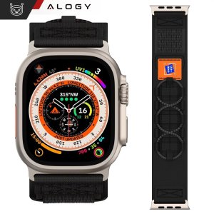 Pasek nylonowy Alogy Nylon Strap band na rzep do Apple Watch 42/44/45/49mm Czarny 2