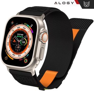 Pasek nylonowy Alogy Nylon Strap band na rzep do Apple Watch 42/44/45/49mm Czarny 5
