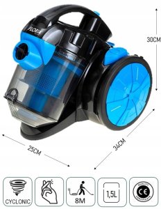 ODKURZACZ BEZWORKOWY CYKLONOWY 1,8L FILTR HEPA 7