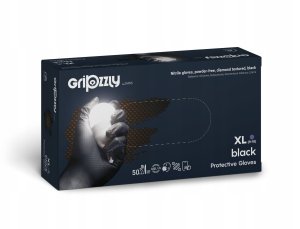 Zarys Gripzzly - Rękawiczki diagnostyczne, nitrylowe, bezpudrowe, czarne -X L 3