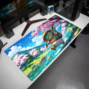 PODKŁADKA POD MYSZ MYSZKĘ Żaba w Krainie Sakury 100x50 TILT Na biurko 2