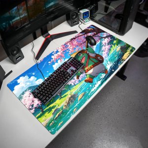 PODKŁADKA POD MYSZ MYSZKĘ Żaba w Krainie Sakury 100x50 TILT Na biurko 3