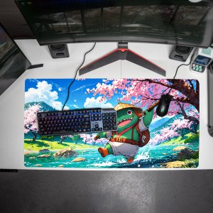 PODKŁADKA POD MYSZ MYSZKĘ Żaba w Krainie Sakury 100x50 TILT Na biurko 5