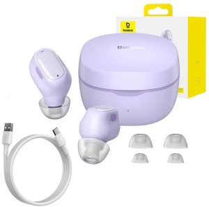 Bezprzewodowe słuchawki dokanałowe Baseus Bowie WM01 (fioletowe) 11