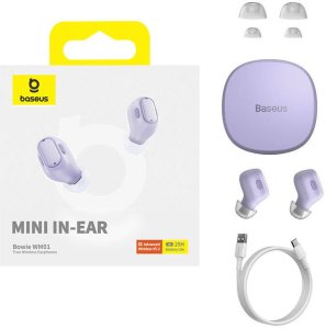 Bezprzewodowe słuchawki dokanałowe Baseus Bowie WM01 (fioletowe) 8