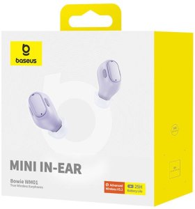 Bezprzewodowe słuchawki dokanałowe Baseus Bowie WM01 (fioletowe) 9
