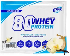6PAK -  80 Whey Protein Vanilia, Proszek, 30g 1