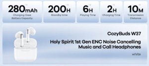 Słuchawki Bluetooth REMAX TWS W37 WHITE ENC BT 5.4 2