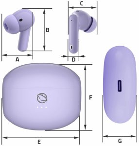 Słuchawki bezprzewodowe TWS Manta Rytmo MTWS008P Fioletowe 12