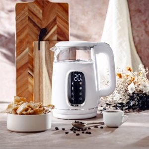 Adler Czajnik elektryczny szklany LED z regulacją temperatury 1,7L AD1305 White/Silver 9