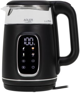 Adler Czajnik elektryczny szklany LED z regulacją temperatury 1,7L AD 1305 black silver 1