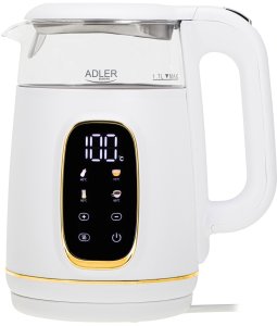 Adler Czajnik elektryczny szklany LED z regulacją temperatury 1,7L AD 1305 white gold 1