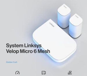 Router Linksys Dwupasmowy System Mesh Velop Micro Wi-Fi 6 3 Gb/s 3 szt nowy 5