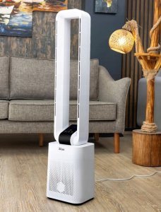 WENTYLATOR KOLUMNOWY BEZŁOPATKOWY 97CM CICHY PANEL DOTYKOWY + PILOT 50W 4