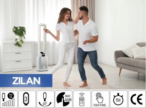 WENTYLATOR KOLUMNOWY BEZŁOPATKOWY 97CM CICHY PANEL DOTYKOWY + PILOT 50W 10