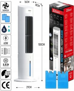 WENTYLATOR KLIMATOR KOLUMNOWY AROMA XXL 106CM 3L LED PILOT MEGA MOC 60W 13