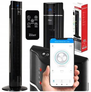 WENTYLATOR KOLUMNOWY CZARNY XXL 110CM JONIZACJA 60W PILOT 11