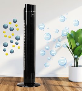 WENTYLATOR KOLUMNOWY CZARNY XXL 110CM JONIZACJA 60W PILOT 12