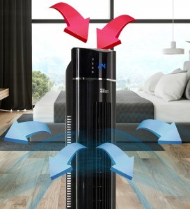 WENTYLATOR KOLUMNOWY CZARNY XXL 110CM JONIZACJA 60W PILOT 3