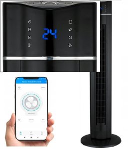 WENTYLATOR KOLUMNOWY CZARNY XXL 110CM JONIZACJA 60W PILOT 8