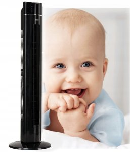 WENTYLATOR KOLUMNOWY CZARNY XXL 110CM JONIZACJA 60W PILOT 9