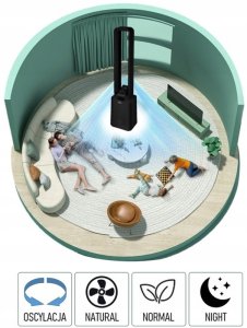 WENTYLATOR KOLUMNOWY BEZŁOPATKOWY 97CM CICHY PANEL DOTYKOWY + PILOT 50W 4