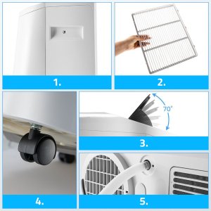 Klimatyzator przenośny domowy pokojowy Osuszacz powietrza Chłodzenie Grzanie 4,7kW AIWA-PAC16Y2 11