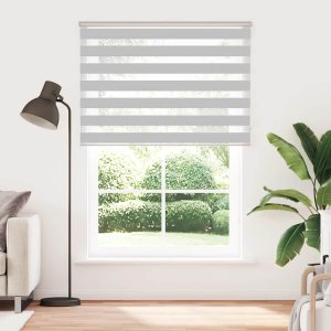 vidaXL Roleta zebra, jasnoszara, szerokość tkaniny 150,9cm, poliester 2