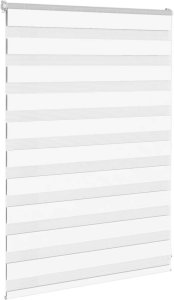 vidaXL Roleta zebra, biała, szerokość tkaniny 110,9cm, poliester 3