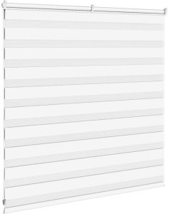 vidaXL Roleta zebra, biała, szerokość tkaniny 140,9cm, poliester 4