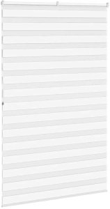 vidaXL Roleta zebra, biała, szerokość tkaniny 140,9cm, poliester 4