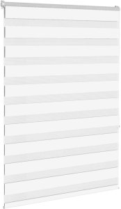 vidaXL Roleta zebra, biała, szerokość tkaniny 110,9 cm, poliester 3