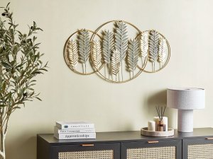 Beliani Dekoracja ścienna Liść COPERNICIUM Metal Złoty 50 cm 2