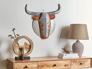 Beliani Dekoracja ścienna Byk ERBIUM Metal Szary 41 cm 2