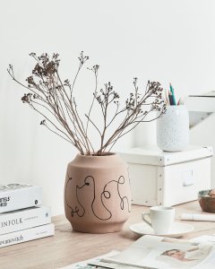 Beliani Wazon na kwiaty SKATE Kamionka 20 cm Piaskowy 3