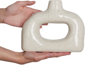 Beliani Wazon na kwiaty MOONEYE Kamionka 19 cm Złamana biel 2