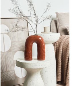 Beliani Wazon na kwiaty PERCH Kamionka 29 cm Brązowy 2